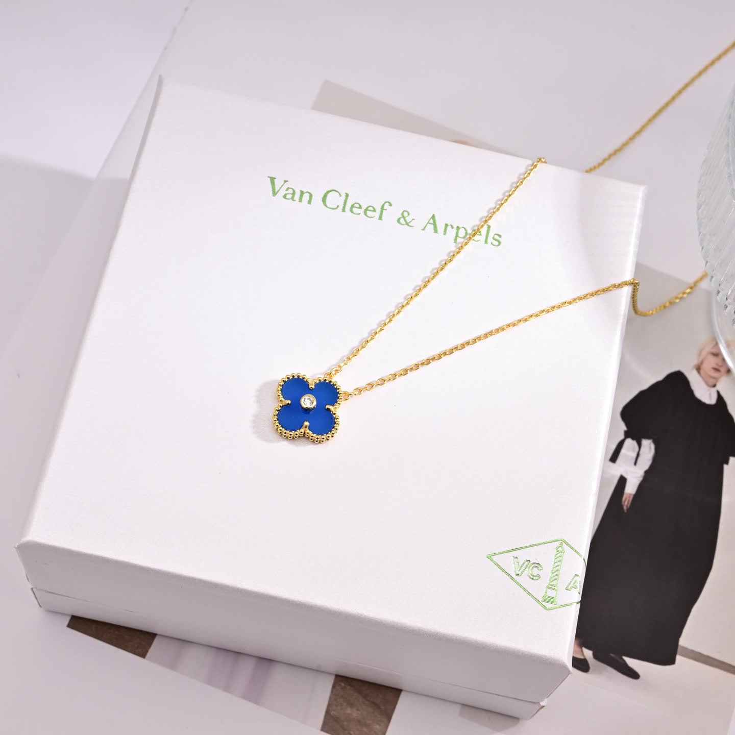 Van Cleef & Arpels Alhambra Gold Plated Enamel Clover Necklaces